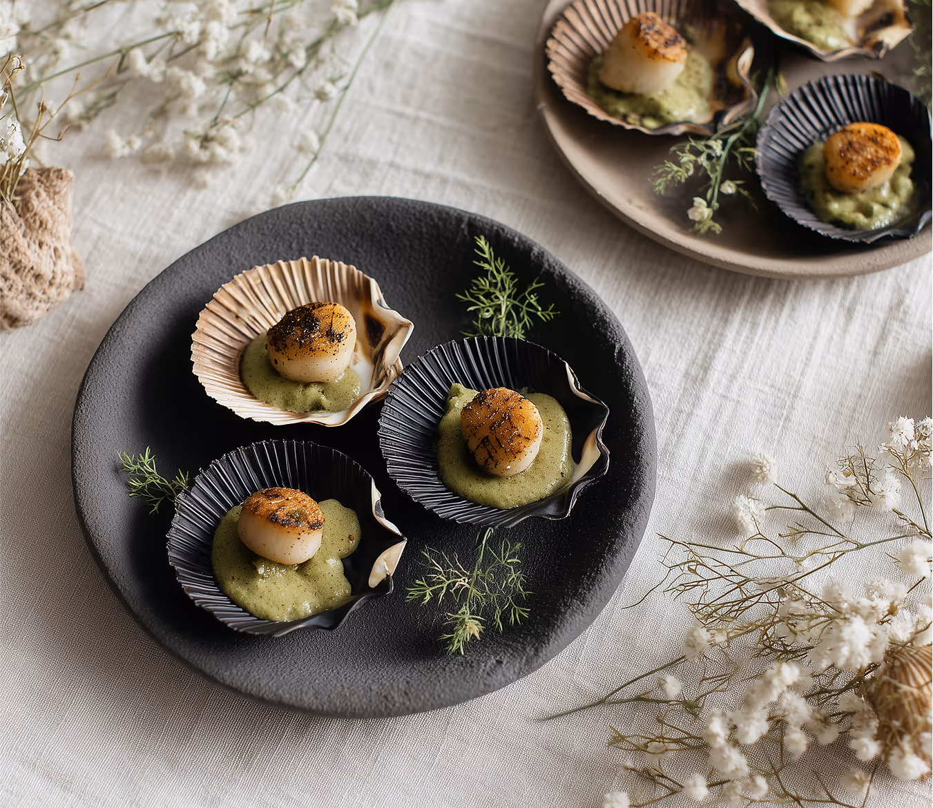 Table serving with flowers by Annamarie Marquet